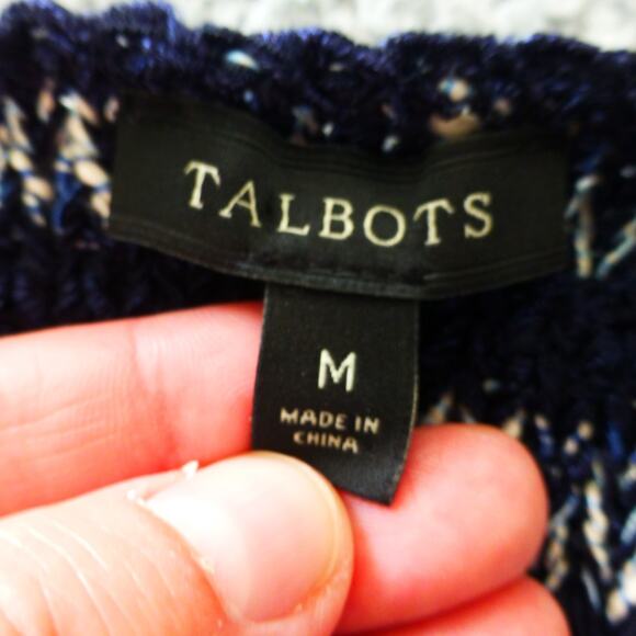 Talbots Sweater Womens Medium Knit Striped Blue Nylon Long Sleeve Heavy - Picture 7 of 9